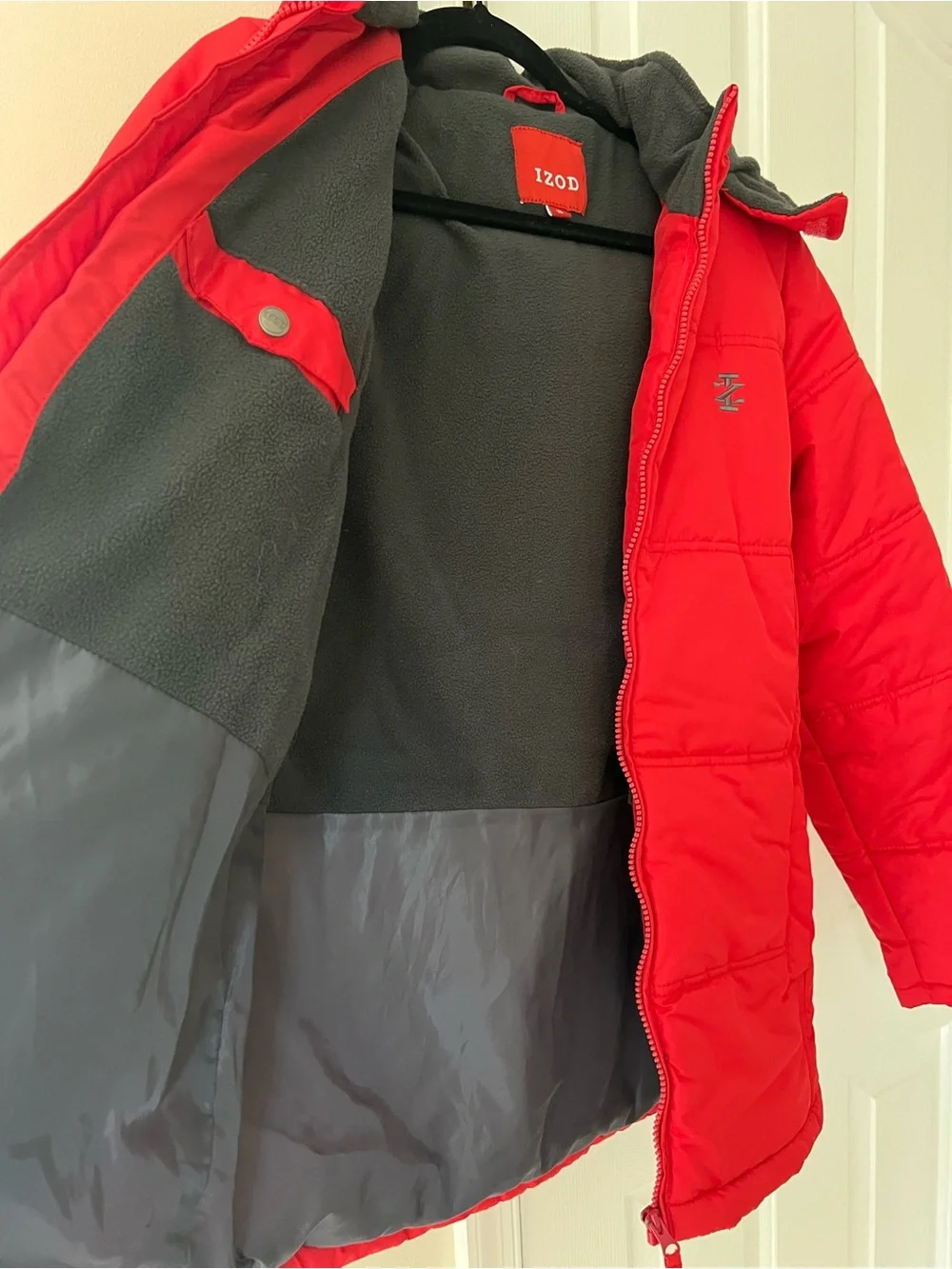 Izod Red Kids' Puffer Jacket with Hood Size 18